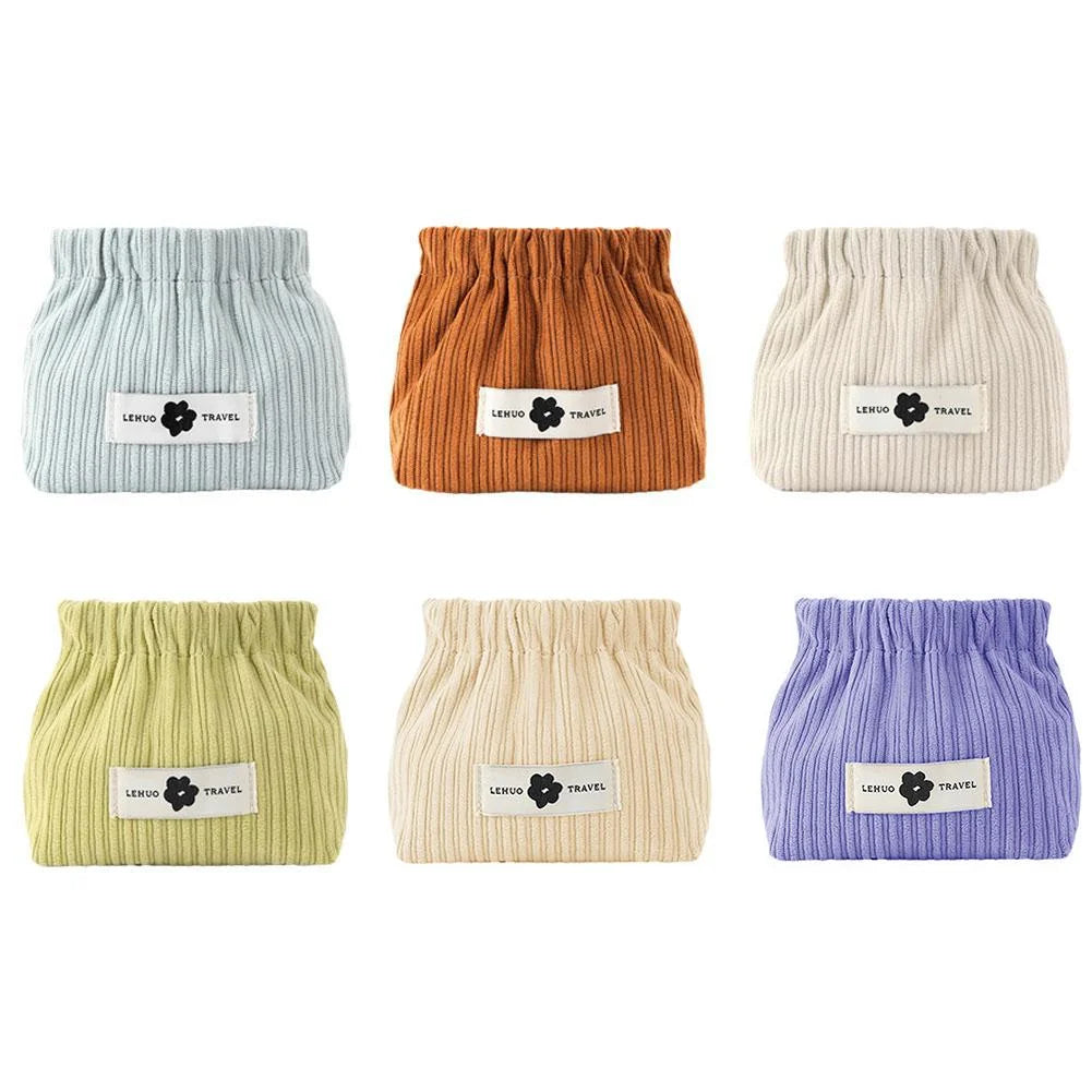 Elastic Corduroy Storage Bag ( Pack Of 4 )